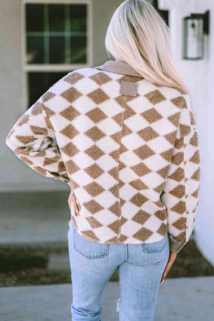 Geometric Zip-Up Collared Jacket