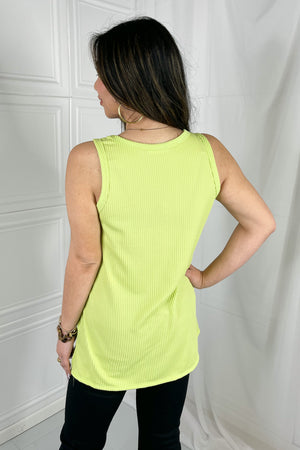 Chance of Sun Full Size Ribbed V-Neck Tank in Green