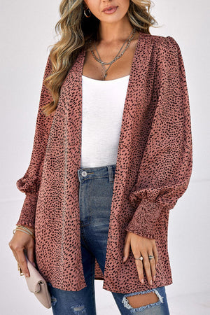 Leopard Print Balloon Sleeve Cardigan