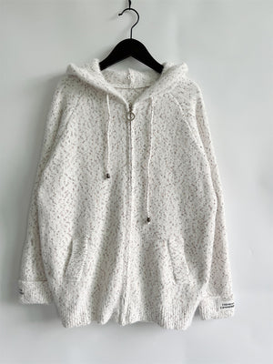 Zip Up Drawstring Long Sleeve Hooded Sweater