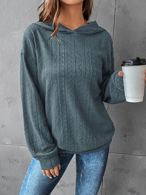 Textured Dropped Shoulder Hoodie