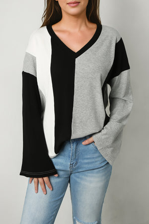 Color Block V-Neck Top