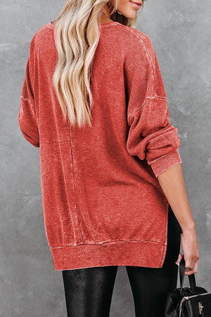 Dropped Shoulder Slit Sweatshirt