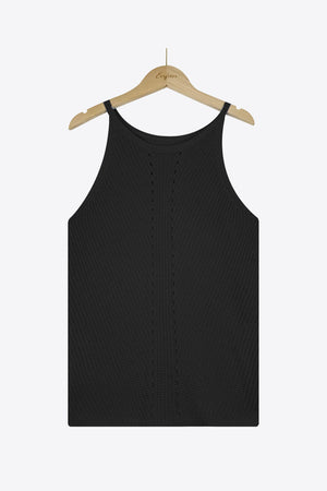 Openwork Grecian Neck Knit Tank Top