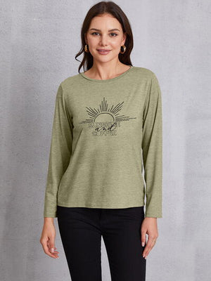 SUNSHINE COFFE Round Neck Long Sleeve T-Shirt