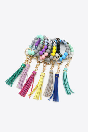 2 Multicolored Beaded Tassel Keychain