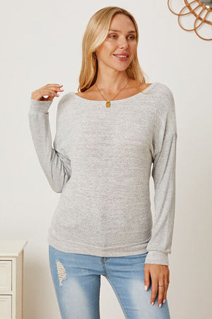 Boat Neck Backless Dropped Shoulder T-Shirt