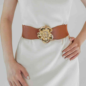 Flower Alloy Buckle Elastic Belt