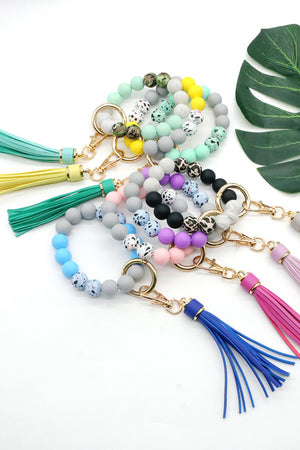 2 Multicolored Beaded Tassel Keychain