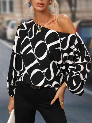 Printed Boat Neck Blouse