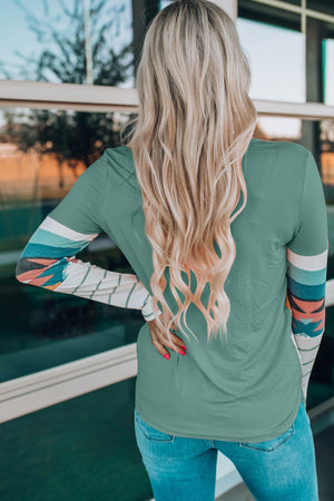 Geometric Round Neck Long Sleeve T-Shirt