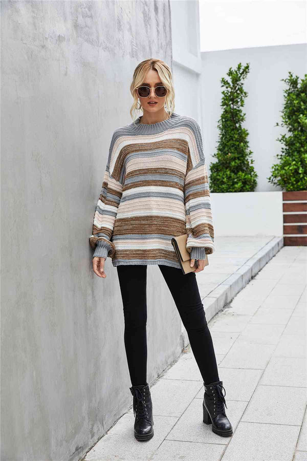 Round Neck Dropped Shoulder Sweater