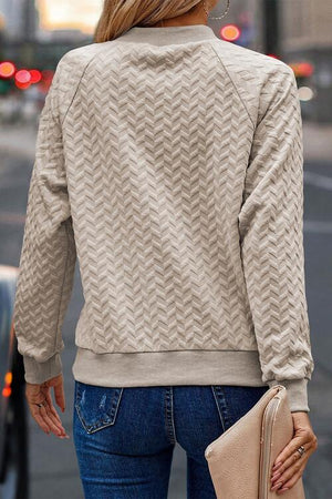 Texture Round Neck Long Sleeve Sweatshirt