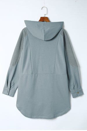 Long Sleeve Buttoned Hoodie with Pockets