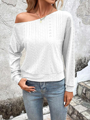 Eyelet Dropped Shoulder Blouse