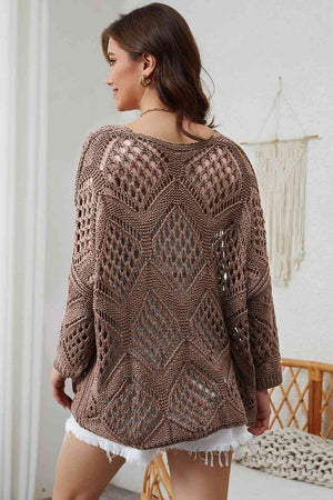 Openwork V-Neck Sweater