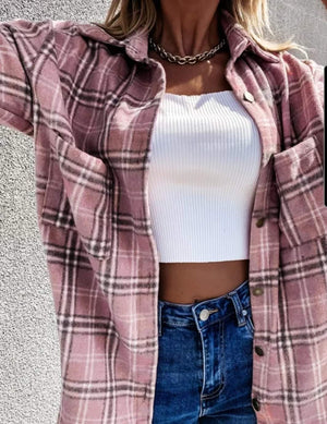 PINK SIDE SPIT BUTTON UP JACKET TOP