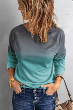 OMBRE CREW NECK LONG SLEEVE SWEATSHIRT ~