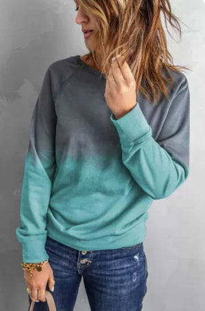 OMBRE CREW NECK LONG SLEEVE SWEATSHIRT ~