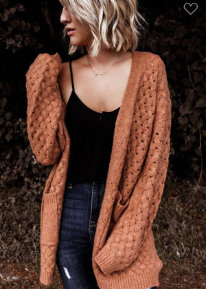 OPEN FRONT KNIT CARDIGAN