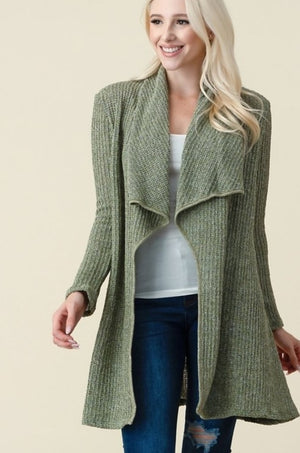 PLUS - OLIVE DRAPE OPEN CARDIGAN