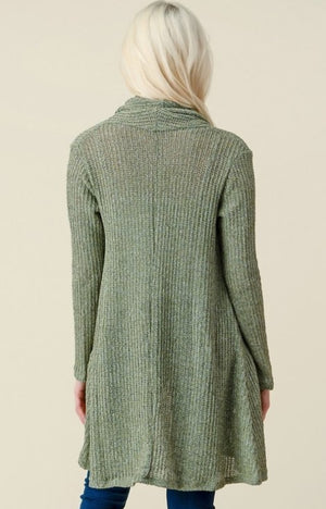 PLUS - OLIVE DRAPE OPEN CARDIGAN