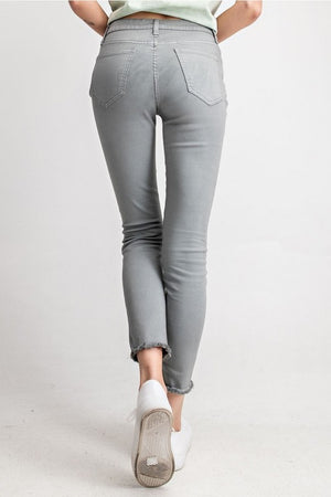 RAW HEM DISTRESSED SOFT TWILL JEANS