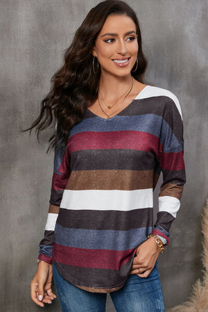 Crisscross Color Block V-Neck T-Shirt