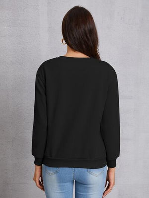 Heart Round Neck Dropped Shoulder Sweatshirt