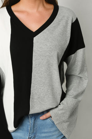 Color Block V-Neck Top