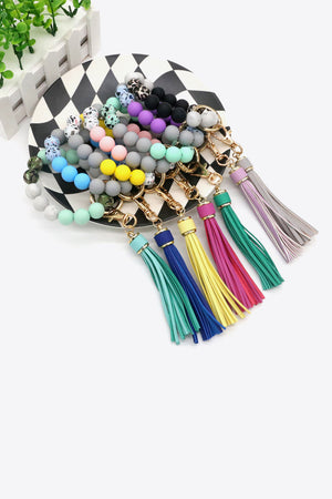 2 Multicolored Beaded Tassel Keychain