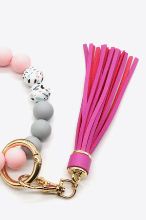 2 Multicolored Beaded Tassel Keychain