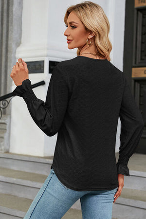 V-Neck Flounce Sleeve T-Shirt