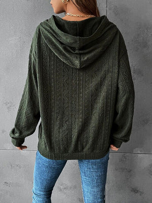 Textured Dropped Shoulder Hoodie