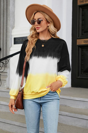 Gradient Round Neck Long Sleeve Sweatshirt