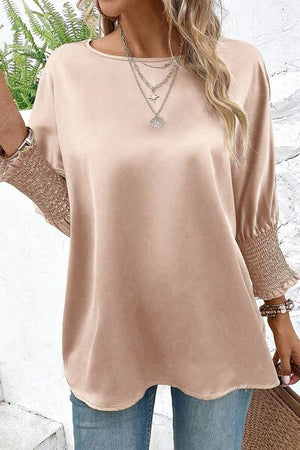 Round Neck Batwing Sleeve Blouse