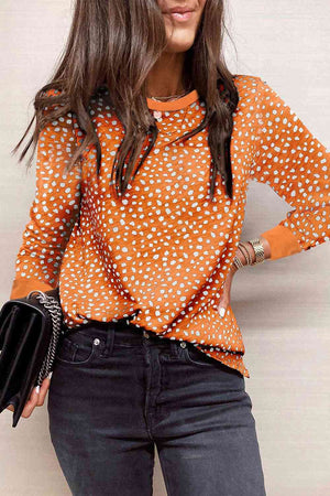 Full Size Printed Round Neck Long Sleeve T-Shirt